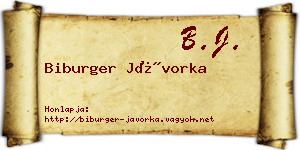 Biburger Jávorka névjegykártya